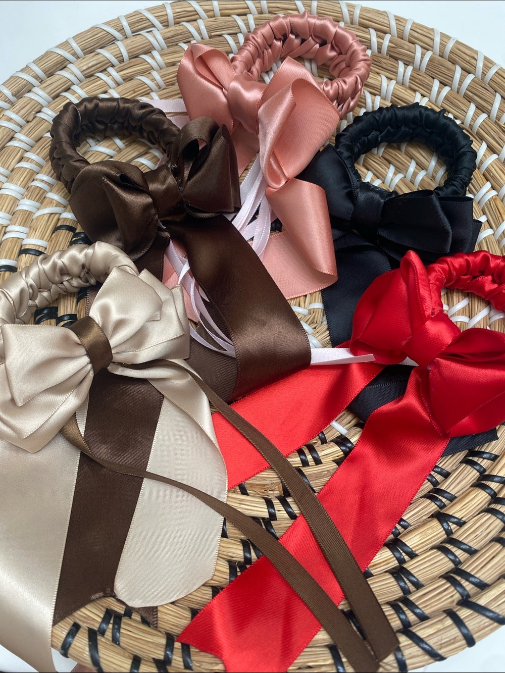 Hand Crafted Satin Bow Scrunchie Hair Tie - Choose 1